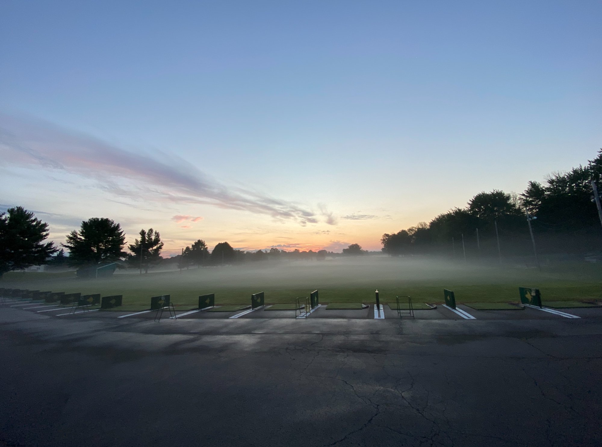 Misty dawn on the driving range