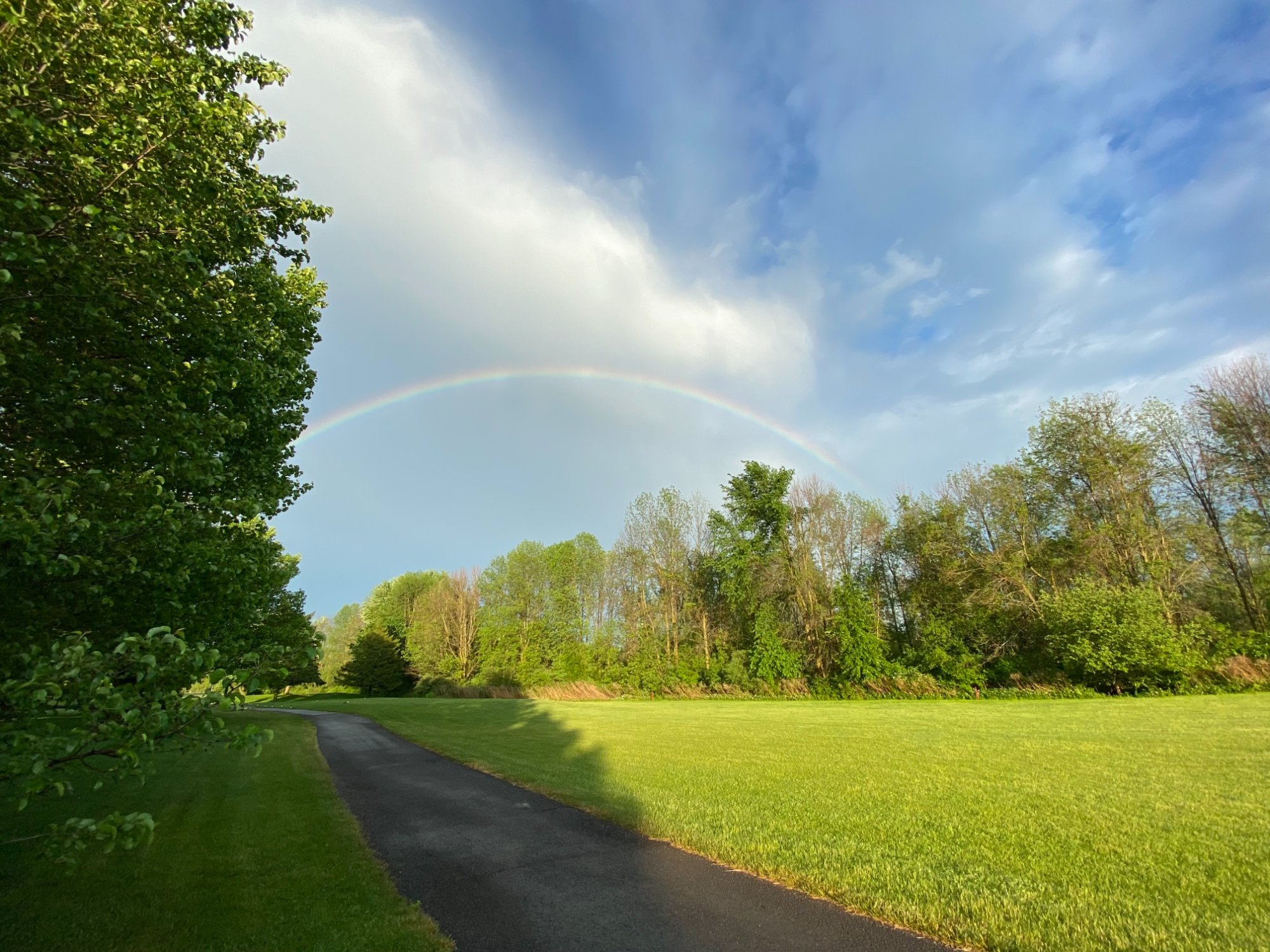 Rainbow over cart path