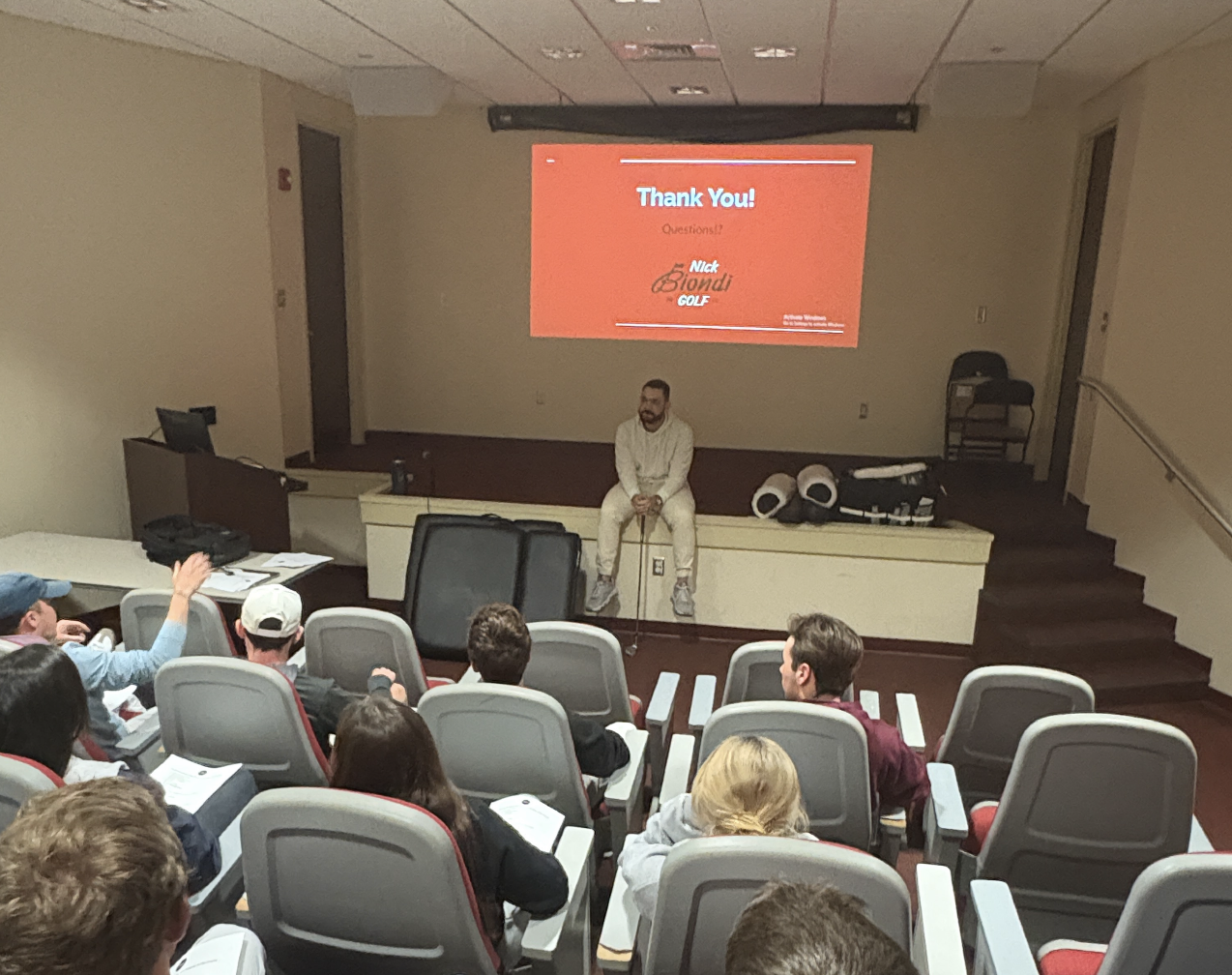 Nick Biondi speaking at SJU