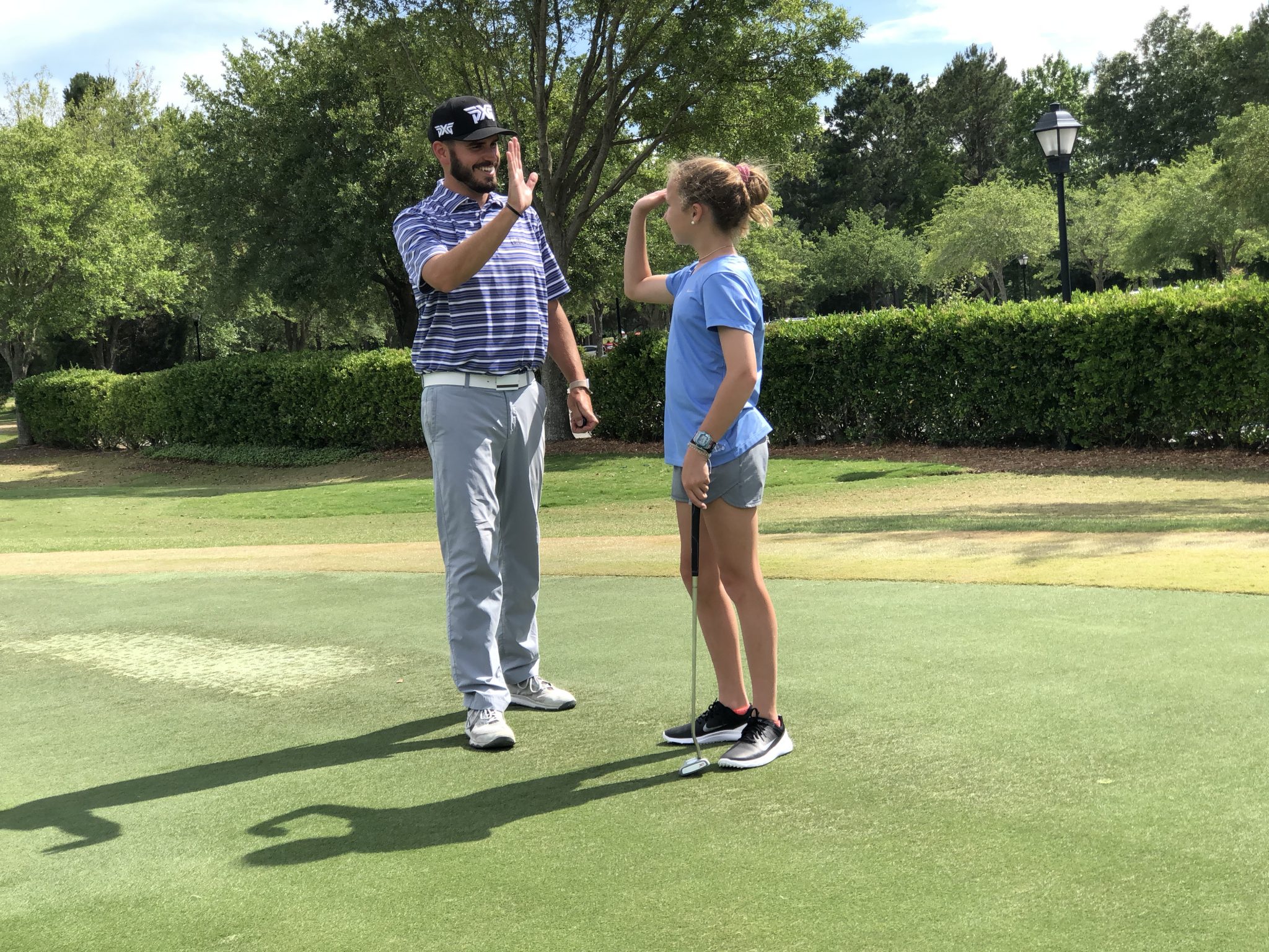 Zach giving a high five